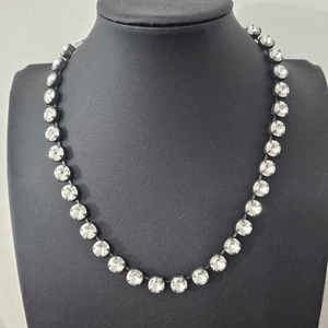 Sabika Choker White Clear Stone Necklace Silver Tone 16-18" - Picture 1 of 9