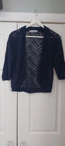 Dark Blue, Chrochet Cardigan. Bever Worn. From Pure And Natural Size 12 - Picture 1 of 3