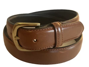 LL Bean Herren Gürtel Klassisch Leder Gold Messing Schnalle Braun Größe 34 - Bild 1 von 11