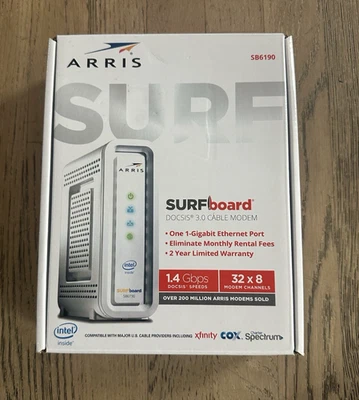 Arris SURFboard DOCSIS 3.0 Cable Modem 1 GB Ethernet Port SB6190 New Open Box - Image 1 of 4