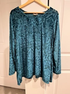 White Stag Velvet Burnout Top Damen XXL 20 Teal Witchy Shark Biss Saum - Bild 1 von 8