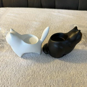 Nuovo PartyLite Portacandele per Gatti Moderni Nero Bianco - Foto 1 di 16