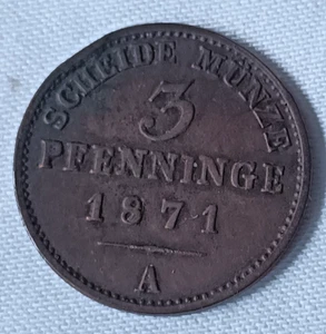 Moneda Scheidem 3 Pfenninge 1871 A 120 Ein Thaler - Imagen 1 de 2
