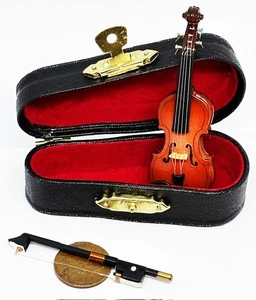 Casa de muñecas violín y arco de madera en estuche negro accesorio escala 1:12 149 tumdee - Imagen 1 de 7