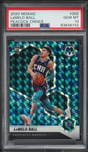 2020 Panini Mosaic Peacock Choice #202 LaMelo Ball RC Rookie PSA 10 GEM MINT - Foto 1 di 2