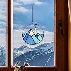 Mountain with  Stained Window Hanging,Snow Mountain Decorations Suncatcher8207