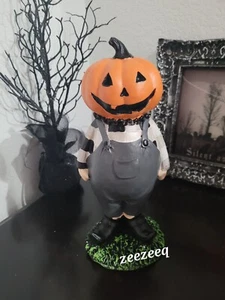 Halloween Pumpkin Head Resin Tabletop Statue Figurine Home Decor 11.25" - Picture 1 of 5