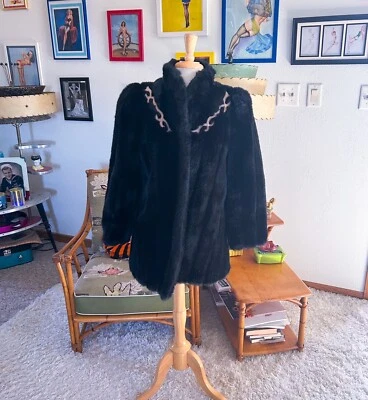 Abrigo estilo años 40 vintage | piel sintética | S M | esposa de la mafia | marrón | peluche | años 40 80 Foto 1 de 4