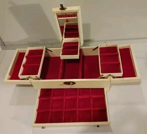 MID CENTURY LEATHERETTE JEWELRY BOX - Picture 1 of 16