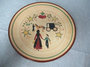Pennsbury Pottery Decorative Plate - Hand Painted PA Dutch Motifs - 8" w - 194 - Picture 1 of 6