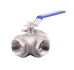 Nuevo 1-1/4" 3 VÍAS válvula de bola puerto T 1000PSI NPT rosca acero inoxidable 304 - Imagen 1 de 5