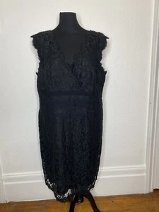 Tadashi Shoji Marina Black Embroidered Lace Banded Sheath Dress Women’s 22Q - Picture 1 of 12