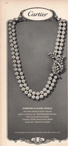 1964 Cartier: Diamant umklammerte Perlen Vintage Druck Anzeige - Bild 1 von 1
