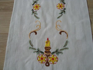 Vintage German Christmas Embroidered Xmas Table runner by Jobelan - Picture 1 of 8