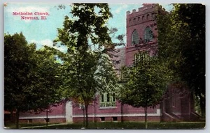 Newman Illinois~Methodist Church~Close Up~1912 Postcard - Picture 1 of 2
