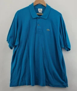 Lacoste Mens 7 Blue Cotton Short Sleeve Premium Vintage Polo Shirt Adult US XL - Picture 1 of 8