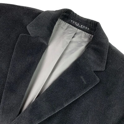 Hugo Boss Men's Scorcese Velvet 3-Button Blazer Gray Herringbone • USA • 44R - Image 1 of 4