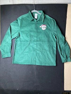 Рубашка Disney для взрослых большая зеленая Santa Mickey Mouse вышитая вельветовая - Изображение 1 из 4