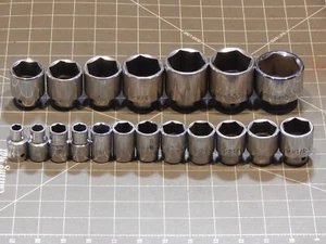 Mac 19 OF 20Pc SAE 1/2" Drive Shallow Socket Set 3/8" 1 9/16" 6Pt Dr V Chrome - Picture 1 of 5