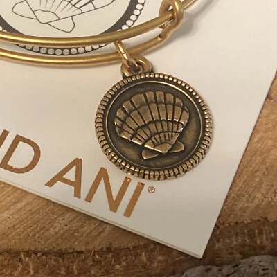 NUEVO CON ETIQUETAS Alex and Ani "SEA SHELL" Dije Oro Pulsera Ajustable con Etiqueta y Tarjeta Foto 1 de 4