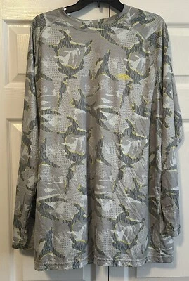 AFTCO Aftech 套头钓鱼衬衫男式尺寸 XXL 迷彩灰色性能弹力 — 第 1/3 张图片