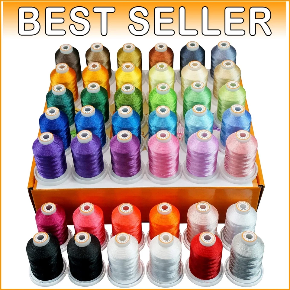 Color-Fast 1000M Polyester Thread Kit for Sewing Machines - 42 Colors Included - Image 1 of 4