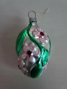 Weihnachtsbaumschmuck Christbaumschmuck Blume Zapfen Glas Made in West Germany - Picture 1 of 4