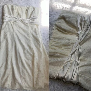 NWT Davids Bridal Ivory Strapless Ruched Bodice Lace Plus Wedding Dress Sz 20 - Picture 1 of 12