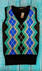NWT'S THE LIMITED $49 Youth Boys PREPPY Sweater Vest Green Blue Black Brown XS - Picture 1 of 11