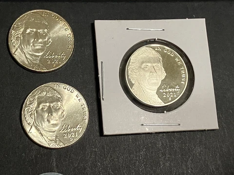 2021 P D S Proof Cameo + Mint Uncirculated BU Jefferson Nickel Set Cover