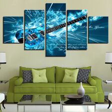Blue Electric Guitar 5 Panel Canvas Print Wall Art Poster