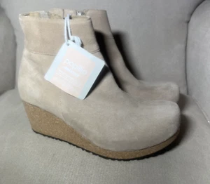 Neu Papillio Birkenstock EU 37 US 6 Ebba Wildleder Herbst Zip Bootie Kork Keilabsatz Sand - Bild 1 von 12
