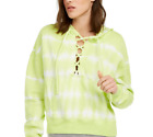 FREE PEOPLE movement Lime Green Tie Dye Lace Up Hoodie Sweatshirt Size L NWT