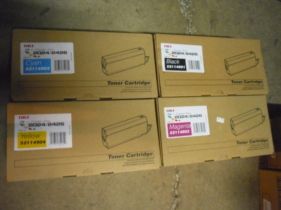 4PK New ! Genuine OKI Okidata 2024 2026 Toner Cartridges 52114902 52114903  - Image 1 of 1