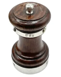 Antique Banded Silver Hallmarked Thorn hill 1887 Birmingham & Mahogany Grinder - Picture 1 of 12
