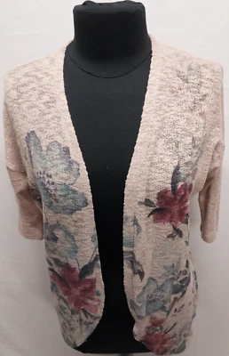 Open Front Lightweight Floral Womens Cardigan Sweater Half Sleeves. Size Medium - Image 1 of 4