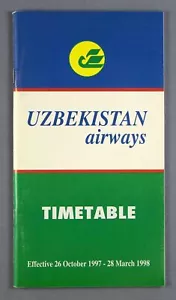 UZBEKISTAN AIRWAYS AIRLINE TIMETABLE WINTER 1997/98 ROUTE MAP - Picture 1 of 4