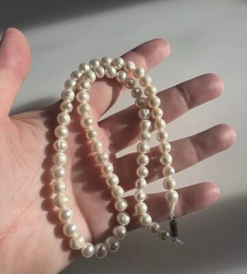 Collar de perlas barrocas enchapadas en plata fina vintage Estate de 18,5" Foto 1 de 4