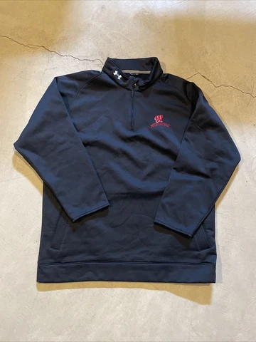 Under Armour Wisconsin Badgers Quarter Zip Jacket Black Men's Size Extra Large Cover