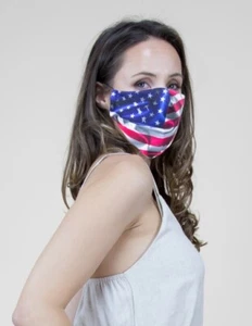 USA Flag Print Face Mask with PM2.5 Filter Pocket INCLUDES 1 FILTER Reusable - Picture 1 of 4
