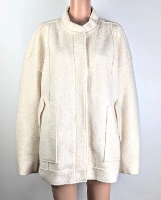 NWT Free People Women's White Front Pockets Oversize Blazer/Bomber Jacket XL - Image 1 of 4