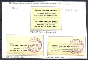 POLAND-1941/42 4 x LABEL -POLISH F.P.O. - */0 -F/VF  - Picture 1 of 1