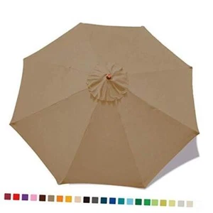 MASTERCANOPY Patio Umbrella ft Replacement Canopy for 8 Ribs- 9 Khaki 8-ribs - Picture 1 of 7