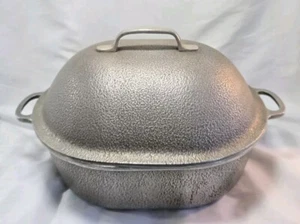 Vtg Century Silver Seal Hammered Oval Pot Cast Aluminum Dutch Oven Roaster 5 QT - Picture 1 of 17