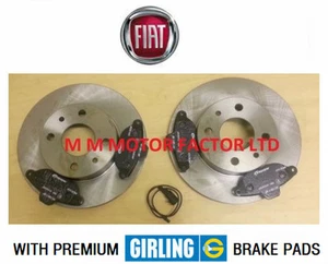 FOR Fiat 500 1.2 |2007 Front Brake Discs, Premium Girling Pads & Wear Indicator - Picture 1 of 1