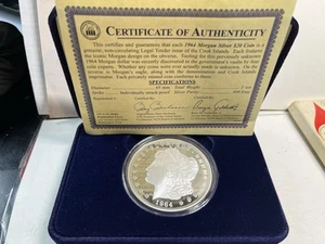 Cased 3 Ounce 1964 Cook Island Morgan Proof Silver Dollar .999 + COA 3 oz. Coin - Picture 1 of 5