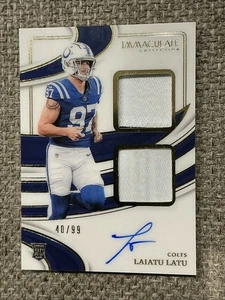 2024 Immaculate RPA Laiatu Latu /99 On Card Auto Colts RC Dual Patch Jersey š„ - Picture 1 of 2