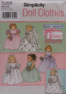 Simplicity 5266  18" American Girl Daisy Kingdom DOLL CLOTHES Sewing PATTERN U/C - Image 1 of 2
