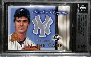 2000 Fleer Yankees Clippings DON MATTINGLY Jersey Relic Patch BGS 9 Mint Card - Picture 1 of 2