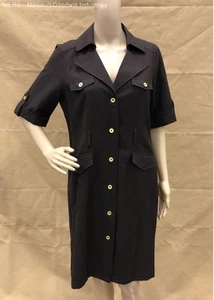 Sharagano Women's Espresso Short Sleeve Button Down Shirt Dress - Size 8 - Picture 1 of 5
